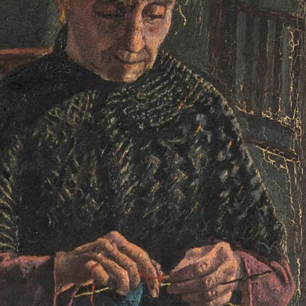 La grand-mère Alejandra en faisant du tricot - Détail