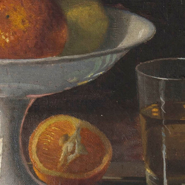 Still life with fruit bowl, jug and glass of wine - Detail